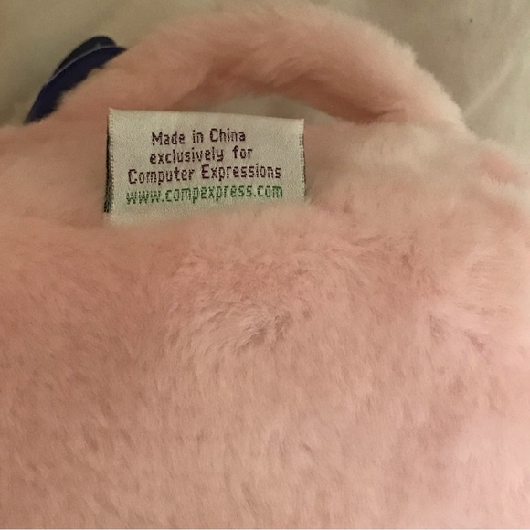 Vintage Plush Furry Pink Pig Head Case Zip Carry Handle Photo Album - Picture 8 of 8